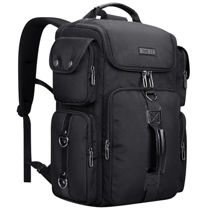 WITZMAN Travel Backpack for Men Carry-on Laptop Backpack | Nylon Luggage Bag Fits 16 Inch for Airline Approved, Multi Pocket, For Traveling,Casual,Commuting, B744 Black - color: Upgrade Black
