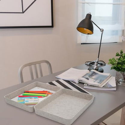 2pc Letter Size Felt File Folder Holder Oatmeal Document Paper Tray - color: Oatmeal
