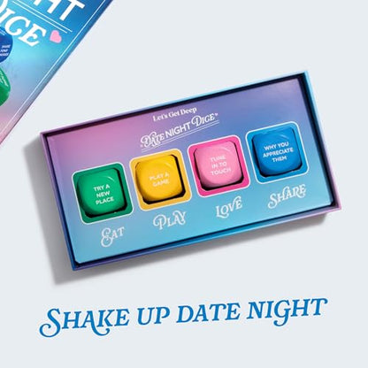 Let’s Get Deep® Date Night Dice by Relatable, Roll for 200+ Unique Date Night Ideas, Gifts, and Wedding Gifts for Couples, Includes 4 Custom Dice and Instructions, Designed for Couples Ages 18+ - style: Date Night Dice