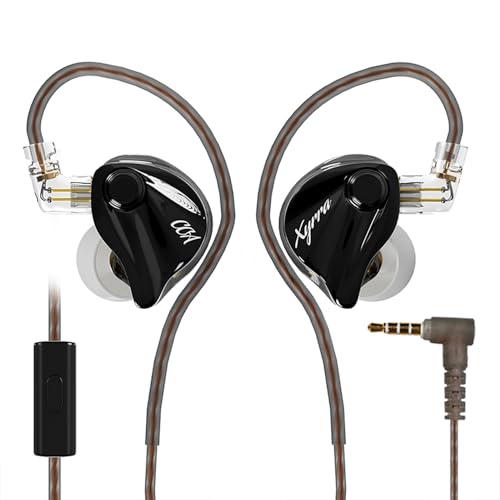CCA Xyrra Dual Driver in-Ear Monitor Headphones,1DD+1BD HiFi IEM Earphones,Wired Gaming Earbuds for Gamers Musicians - color: Black, style: With Mic,3.5mm