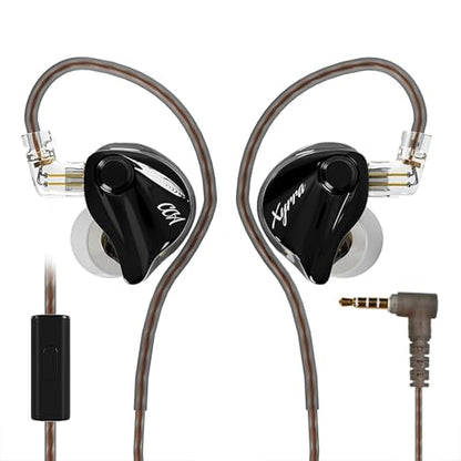 CCA Xyrra Dual Driver in-Ear Monitor Headphones,1DD+1BD HiFi IEM Earphones,Wired Gaming Earbuds for Gamers Musicians - color: Black, style: With Mic,3.5mm