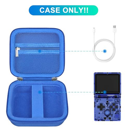BOVKE Carrying Case Compatible with Anbernic RG35XXSP / RG34XX SP Handheld Game Console, Clamshell Retro Games Consoles Flip Hand-held System Holder with Mesh Pocket for Cables and Accessories, Blue - style: Blue Case