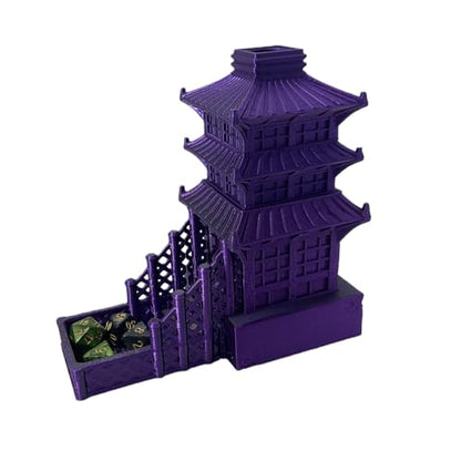Temple Dice Dice Tower Dungeons and Dragons RPG Tabletop Roleplaying Game Jail DND (Random 7PCS D20 Dice Set Included) (Purple) - color: Color a