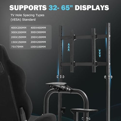 Anman Racing Simulator Cockpit Adjustable with Monitor Stand and Black Seat | Fit for Logitech G29 G920 G923, for Thrustmaster T248 T300, for Fanatec CSL DD, for Moza Wheel Shifter Pedals NOT Included