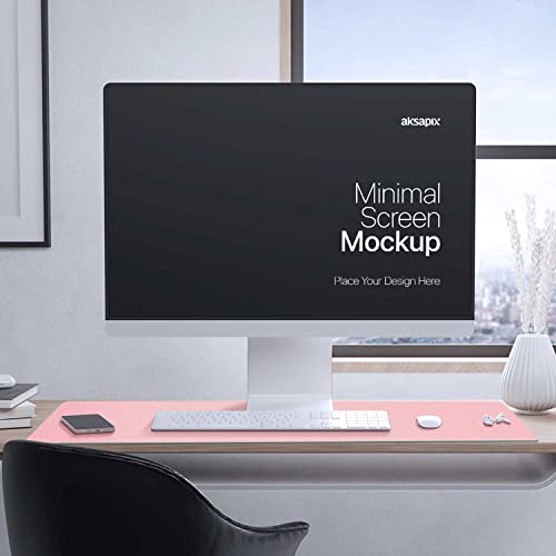 Aothia Double-Sided PU Leather Desk Pad - Non-Slip Large Mouse Pad & Desk Mat for Office, Home - Waterproof, Easy to Clean, Durable Dual-Sided Surface (23.6"x13.7", Pink) - color: Pink, size: 23.6" x 13.7"