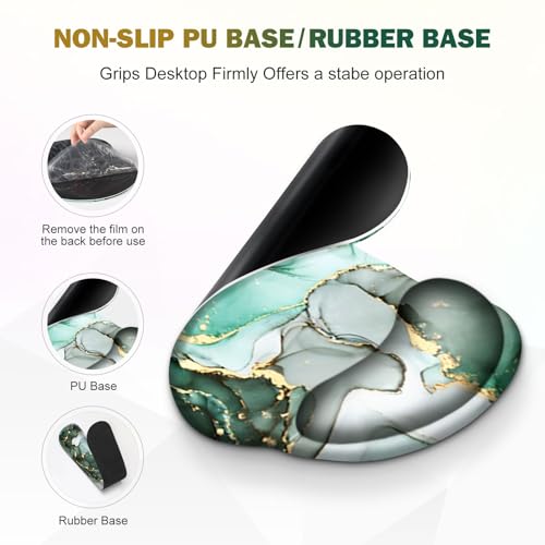 Gaming Mouse Pad, Large Desk Mat, Cute Desk Pad Protector 4in1 XXL Mousepad | Keyboard Wrist Rest+Mouse Wrist Rest+Coaster Set with Ergonomic Desk Pad for Home Office PC Computer, Green Marble - color: Green Marble