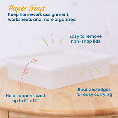 ECR4Kids Letter Size Tray Organizer with Lid, Small, 10-Piece, Clear | Durable plastic, GREENGUARD Gold Certified, 2 gallon capacity, stackable/nestable, easy-lift lids, classroom & home use - color: Clear