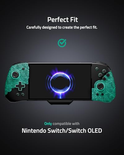 FUNLAB Switch Handheld Controller for Nintendo Joycon Replacement, Hall Effect Luminous Switch Joypad Controller Customizable, Ergonomic Switch One-Piece Joypad Controllers Replacement - 7 LED Colors - color: Black-Ripple Pattern