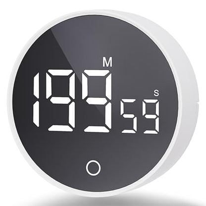 Digital Kitchen Timers, Visual timers Magnetic Countdown Countup Timer Large LED 200 Minutes Display Volume Adjustable for Cooking Fitness Studying, Easy for Kids and Seniors - color: White