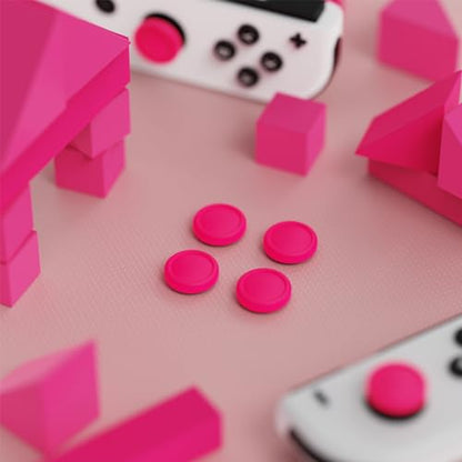 eXtremeRate PlayVital Switch Joystick Caps, Switch Lite Thumbstick Caps, Silicone Analog Cover for OLED Joycon Thumb Grips - Bright Pink - color: Bright Pink