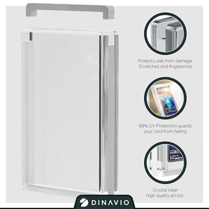 Dinavio Crafthouse PSA Graded Card Display Acrylic Case for Standard PSA and CGC Slabs - Slab Case - PSA Card Case - Graded Card Display Case - Updated Dimensions - Stand Included (White Border) - color: White Border