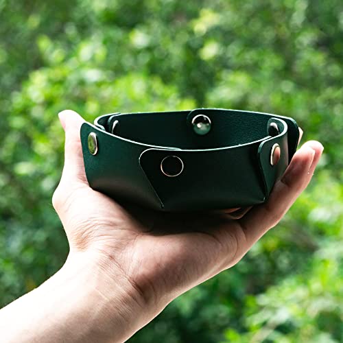 4-Pieces Dice Case & Storage Box PU Leather Folding Dice Holder | Round Dice Box, Dice Tray, Storage Polyhedral Dice, Dice Accessory, Jewelry Coin Storage, for Tabletop Games Board Games