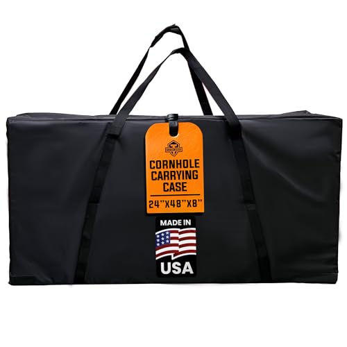 Titan Bags Heavy Duty Black Cornhole Carrying Case & Board Storage Bag | Durable Weatherproof Cover Fits Two 2x4 Regulation Boards w/ Zipper Closure & 2" Nylon Straps - Outdoor Tossing Accessories
