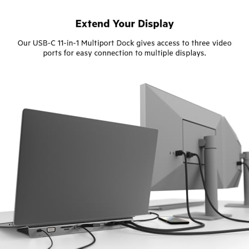 Belkin USB C Hub, 11-in-1 Multi-Port Laptop Dock with 4K HDMI, DP, VGA, USB C Docking Station with 100W Power Delivery, USB A, Gigabit Ethernet, SD, MicroSD, 3.5mm Port For MacBook Pro, Air and More - style: 11-in-1 Hub