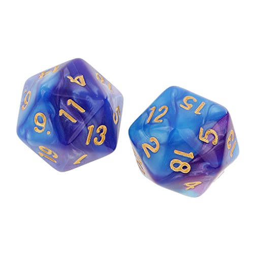 10PCS Polyhedral Dice - D20, 20mm Acrylic, 20 Sided Dice for RPG, MTG, DND, Table Games (Blue Purple) - color: Blue Purple