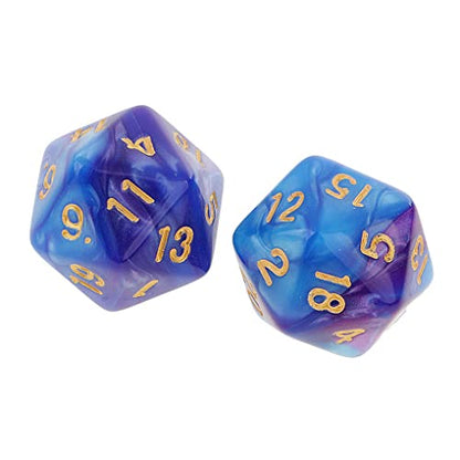 10PCS Polyhedral Dice - D20, 20mm Acrylic, 20 Sided Dice for RPG, MTG, DND, Table Games (Blue Purple) - color: Blue Purple