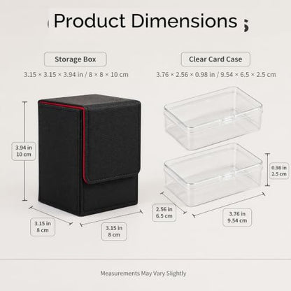Playing Card Storage Box with 2 Small Plastic Card Cases, PU Leather Deck Box with Magnetic Closure, Portable Poker Card Holder for Standard Playing Cards, Game Cards, Tabletop Games