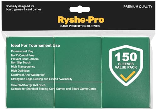 Premium Card Sleeves, 150 Sleeves 2.6''x3.6''(66x91mm) Compatible with Standard Sized Trading Card, Fit for MTG PTCG Game Card, Baseball Card, Sport Card (Green) - color: Green, size: 150 Matte Sleeves