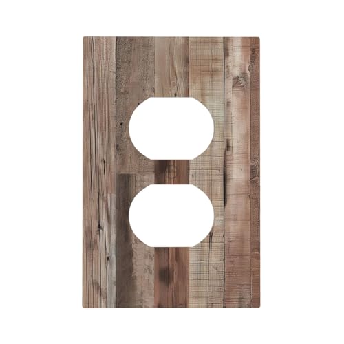 Decorative Outlet Covers Retro Wood Plank Vintaga Wooden Board 1 Gang Duplex Light Switch Cover Plate Wall Plates for Electrical Outlets Switchplate Faceplate for Bedroom Home Decor - color: Wood Plank, size: 1 Gang Duplex