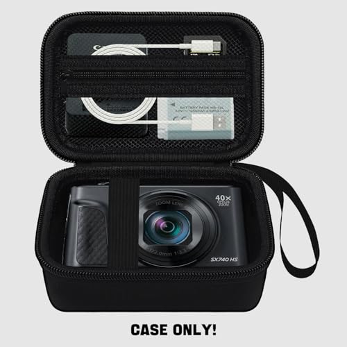 Camera Case for Canon PowerShot SX740/ SX730/ SX720/ SX620/ G7 X Mark II III Digital Camera, Camera Protective Box Hard Travel Storage Bag, Mesh Pocket fits Cable, Batteries, SD Card, Black | Protective Carry Bag, Shockproof Shell, Dust Resistant, Accesso