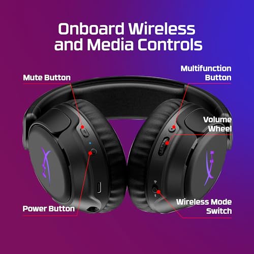 HyperX Cloud Flight 2 – Wireless Gaming Headset, Customizable RGB Lighting with Removable Earcup Plates, up to 100 Hours of Battery Life, 2.4GHz & Bluetooth, Multi-Platform Compatibility - Black - color: Black