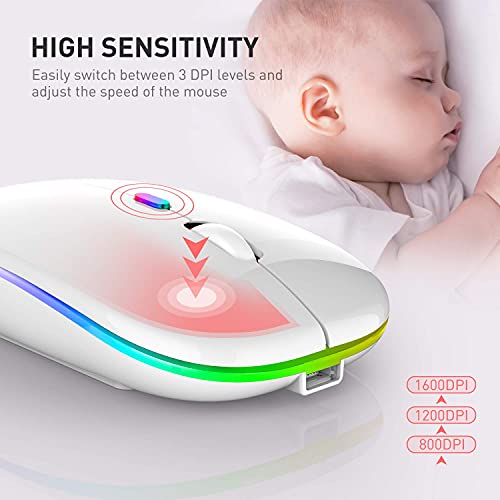 PEIBO Bluetooth Wireless Mouse for Laptop mac MacBook ipad MacBook air MacBook pro pc Desktop Computer Windows Chromebook Notebook (White White) - color: white white