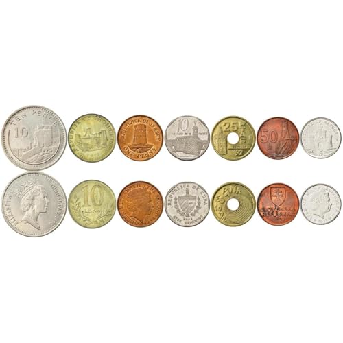 Fortifications Novelty Coin Collection - 7 Souvenir Coin Set - Featuring Castles, Forts and Towers - Berat, Castillo De La Fuerza, Torre del Oro, Le Hocq - color: 7 Fort Coin Set