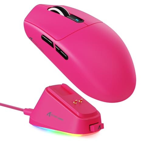 MAMBASNAKE ATTACK SHARK G3PRO Wireless Gaming Mouse,Tri-Mode, Bluetooth/2.4G/USB, 59g Ultra Lightweight,25K DPI,100M Clicks Switches,RGB Magnetic Charging Dock,PAW3311 Sensor,BK52820 Chip-Red - color: Red