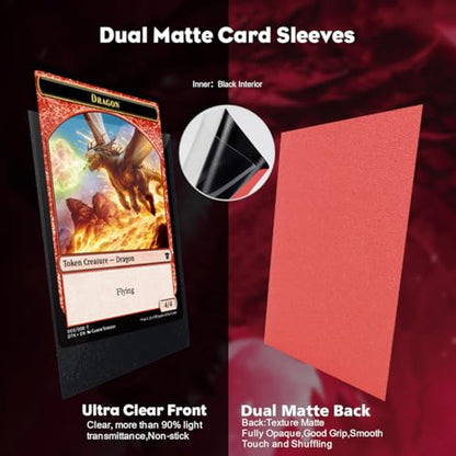 Fury Red Dual Matte Card Sleeves, Katomula Card Sleeves for MTG, Standard Card Sleeve for MTG, PKM, Flesh & Blood - color: Fury Red