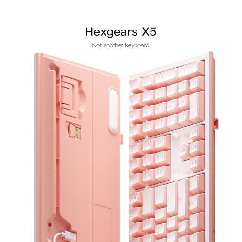 Hexgears X5 Wireless Mechanical Keyboard, Dual-Mode 2.4G/USB-C Ergonomic Full Size 108 Keys Keyboard, Kailh Box 3.0 Clicky Switch, N-Key Rollover, Backlit Gaming Keyboards with Wrist Rest (Pink) - color: Pink Jelly-X5, size: Clicky