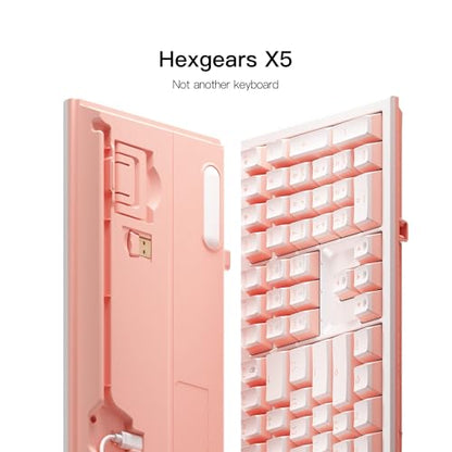 Hexgears X5 Wireless Mechanical Keyboard, Dual-Mode 2.4G/USB-C Ergonomic Full Size 108 Keys Keyboard, Kailh Box 3.0 Clicky Switch, N-Key Rollover, Backlit Gaming Keyboards with Wrist Rest (Pink) - color: Pink Jelly-X5, size: Clicky