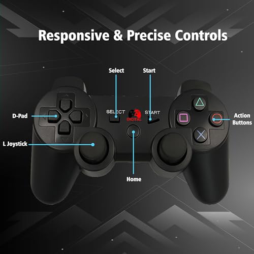Digital Dynasty 2 Pack Controller for PS3 - Wireless PC Controller for Sony Playstation 3 - Double Shock 3, Bluetooth, Rechargeable, Remote for PS3 - Including 2 USB Cables (Black)
