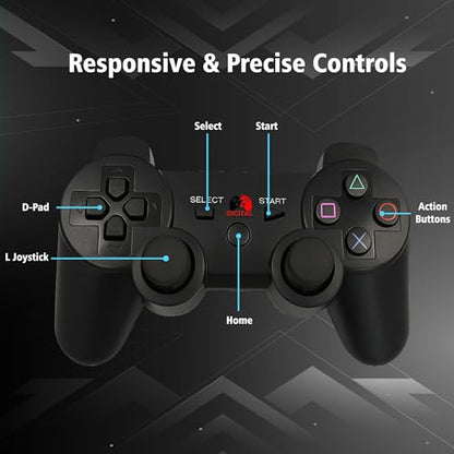 Digital Dynasty 2 Pack Controller for PS3 - Wireless PC Controller for Sony Playstation 3 - Double Shock 3, Bluetooth, Rechargeable, Remote for PS3 - Including 2 USB Cables (Black)