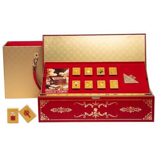 Luxury Mahjong Set in Elegant Gift Box with Large Acrylic Tiles | Chinese Mahjong Game Set for Adults, Easy-to-Handle Tiles, Luxury Tabletop Set for Gifting, Family Gatherings & Travel - color: Red 2