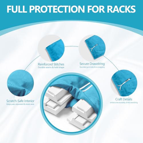 FUYIHGL® Mahjong Rack with Pusher Storage Bag: 2 Compartments Fits 4 American Mah Jongg Racks Pushers - Blue Soft Velvet Sleeve with Drawstring - Travel Mah Jongg Accessories and Gifts - color: Blue | 1pcs