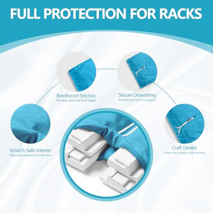FUYIHGL® Mahjong Rack with Pusher Storage Bag: 2 Compartments Fits 4 American Mah Jongg Racks Pushers - Blue Soft Velvet Sleeve with Drawstring - Travel Mah Jongg Accessories and Gifts - color: Blue | 1pcs