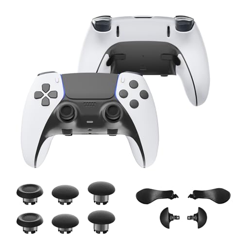 CHARM FOCUS Replacement Kit Thumbsticks & Back Paddles for PS5 Edge Controller, Analog Thumb Sticks Caps Interchangeable for PS5 Dual Sense Edge Stick Module, 6 Joysticks, 4 Back Buttons, Black - color: Black, size: 6 Joysticks + 4 Back Buttons