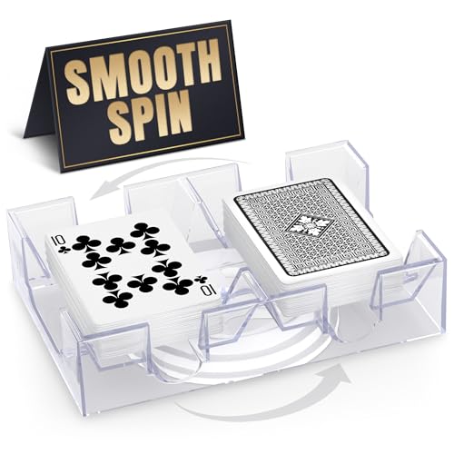 BURIUS 2 Deck Card Holders for Playing Cards, Revolving 360, 7.2 x 4.9 In | Canasta Card Tray for Adults, Organizes Multiple Decks, Lightweight Durable Plastic, a Smooth Swivel Base, for Poker Nights