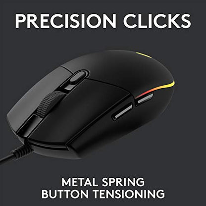 Logitech G G102 2nd Gen Light Sync Gaming Mouse, Wired, 8000 DPI, 6 Programmable Buttons, RGB, Black - color: Black