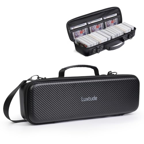 Card Carrying Case with 4 Dividers, Travel Trading Card Storage Case, Portable Sports Cards Carrying Cases, Toploader Storage Box for Pokemon, MTG, TCG, Cards Against Humanity and Game Cards