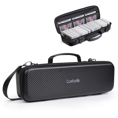 Card Carrying Case with 4 Dividers, Travel Trading Card Storage Case, Portable Sports Cards Carrying Cases, Toploader Storage Box for Pokemon, MTG, TCG, Cards Against Humanity and Game Cards