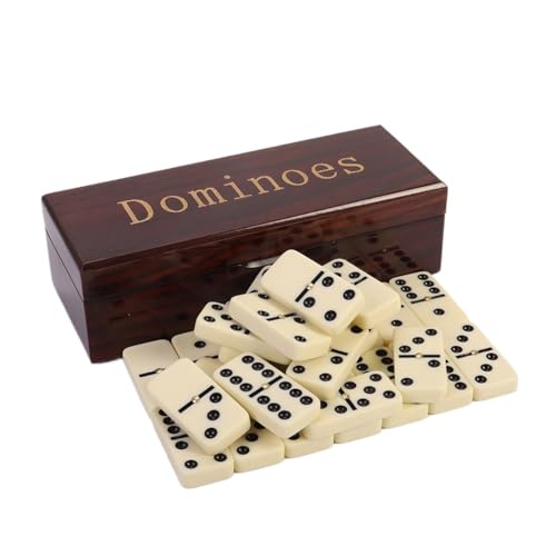 Double Six Dominoes Set with Wooden Storage Box, 28 Piece Travel Game | Double Six Domino Set Classic Family Board Game Portable Game Night Accessory Party And Travel Entertainment