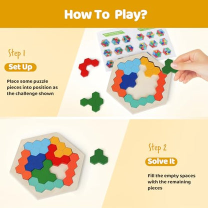 5 Pack Wooden Brain Teaser Puzzles Sets for Kids,Montessori Brain Blocks Logic Tangram Geometric Shapes Puzzle Matching Games Easter Basket Stuffers Gifts for All Ages Boys Girls - style: Puzzle set-5pcs