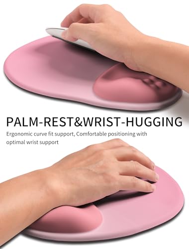 Palm-Rest and Wrist-Hugging Mouse Pad Wrist Rest, Ergonomic Wrist Support with Curve Fitting Cushioned Memory Foam for Carpal Tunnel Pain Relief, 9.9 x 8.3 Inch, Blush Gradient - color: Blush Gradient