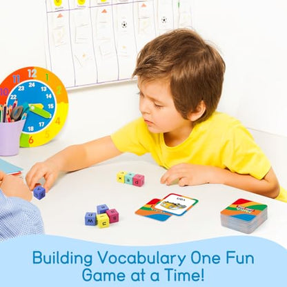 Edulok Word Race Cube - Preschool Wooden Alphabet Letter Blocks & Phonics Matching Games - CVC Word Learning Toys
