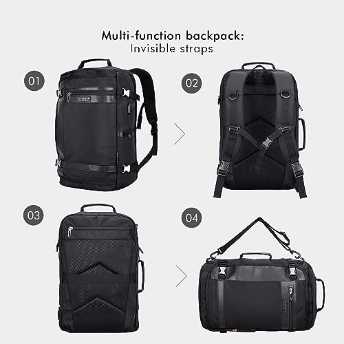 WITZMAN Travel Backpack for Men Women Laptop Backpack with USB Charging Port Carry-on Luggage Flight Approved(B686 Black) | Nylon Laptop Backpack Multi-pocket Fits 17 Inch, TSA Friendly Flight Approved, For Business Trip, Vacation, B686 Black - color: Bla