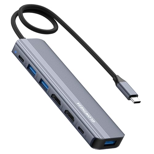 USB C Hub Docking Station Dual Monitor for Laptop, MacBook Air/Pro Dock Adapter Multiport Dongle with 2 HDMI Ports 4K 60Hz, 100W PD Charging, 3 USBA 3.0 & USBC