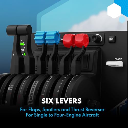 Honeycomb Bravo Throttle Quadrant — Flight Simulator Controls w/Autopilot, Annunciator Panel, Gear, Flaps, Trim Wheel — All-in-One Cockpit System w/Configurable Throttle Setup | Configurable 1-4 Engine Throttle, Autopilot and 14-Light Annunciator, Gear, F