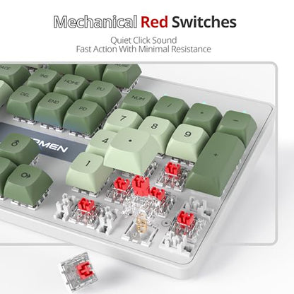 Owpkeenthy Full Size Green Mechanical Gaming Keyboard with Number Pad, Wired 100% Office NKRO Keyboard RGB Backlit 104 Keys with Red Switch for PC Gamer (104 Matcha) - color: 104 Matcha/Red Switch