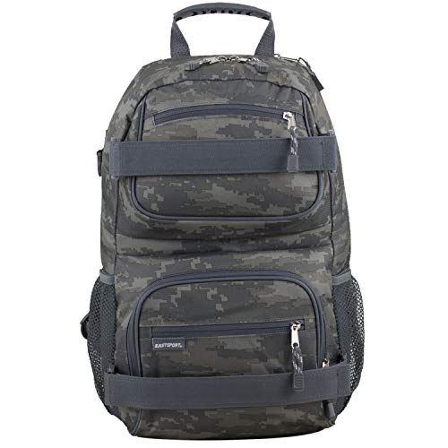 Eastsport Travel Skateboard Backpack Double Strap Laptop Bag Multi-Sport Design for Men and Women, Static Camo - color: Static Camo